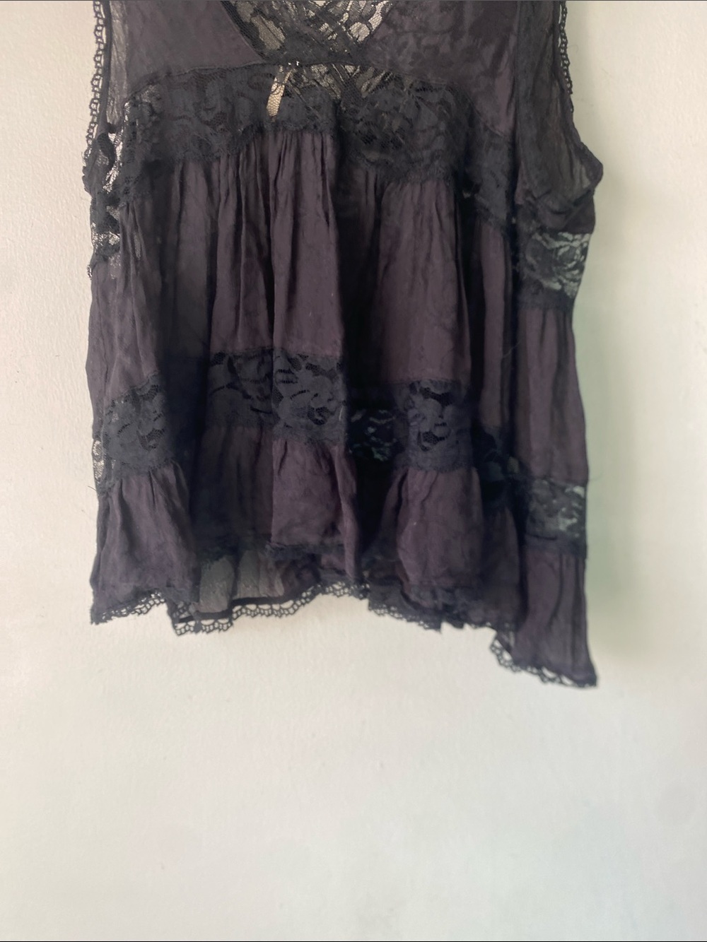 Free People M Black Lace Trapeze Top - Picture 10 of 12